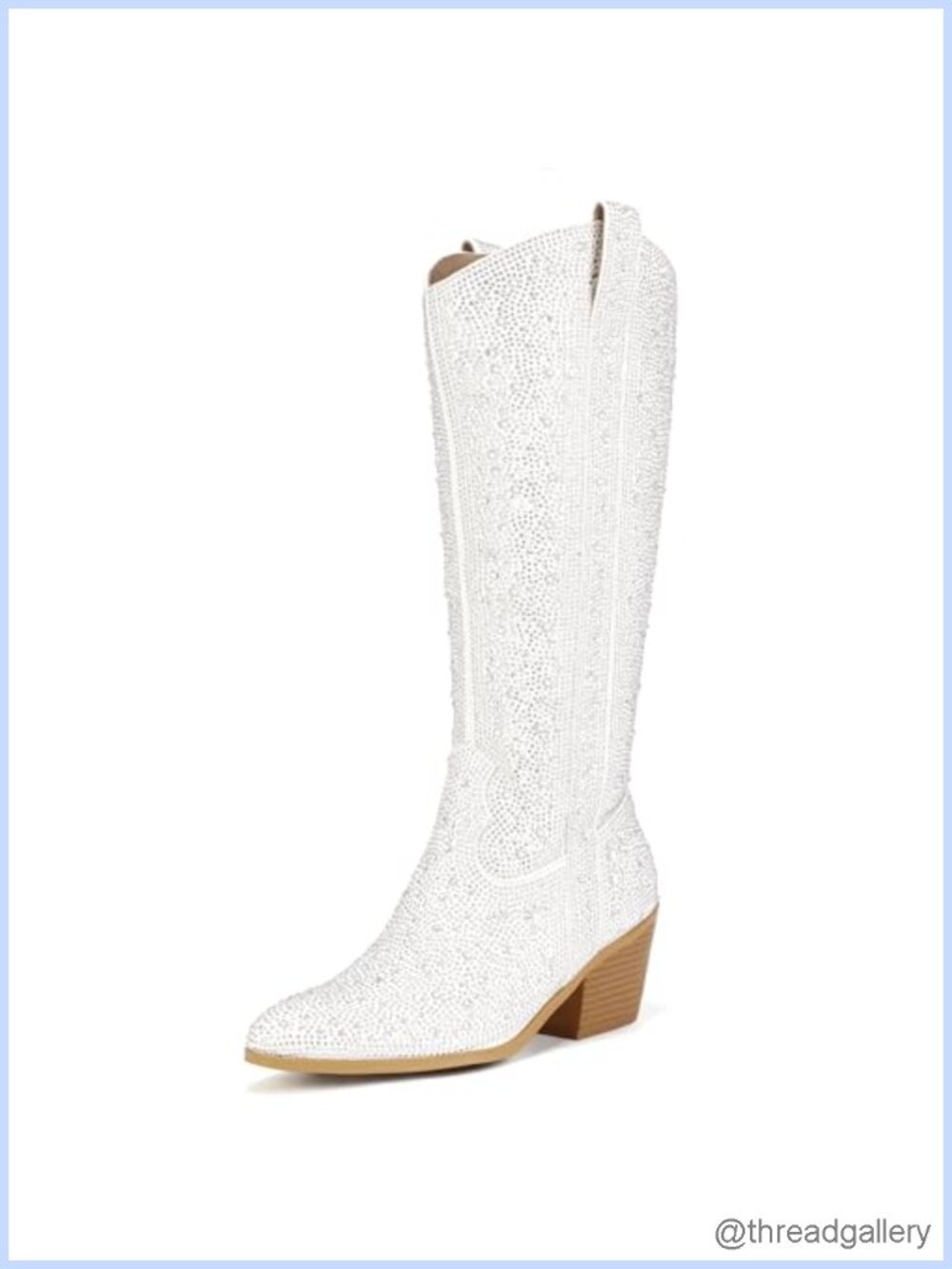 Knee High Western Cowboy Boots Pointed Toe Block Heel